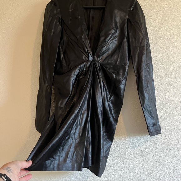 GAUGE81 Zarate black satin long sleeves cocktail evening mini dress Size Small - Picture 6 of 9